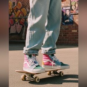 Vans SK8-HI Multi-Color Bright Suede Patchwork High Tops